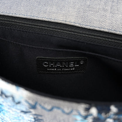 Chanel Denim Tweed Patchwork Medium Single Flap Blue 6 of 12