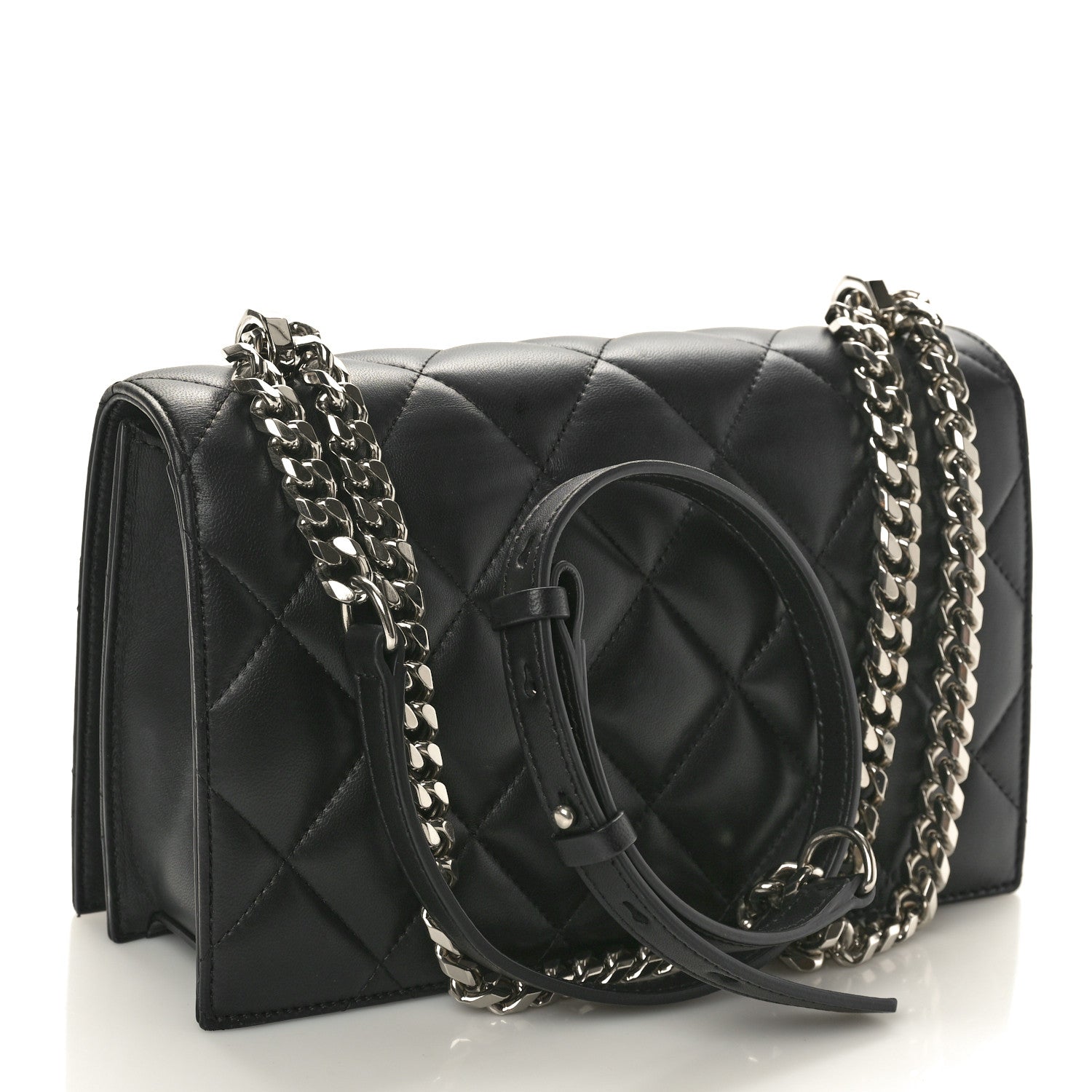 Alexander McQueen Lambskin Quilted Knuckle Shoulder Bag Black 3 of 9
