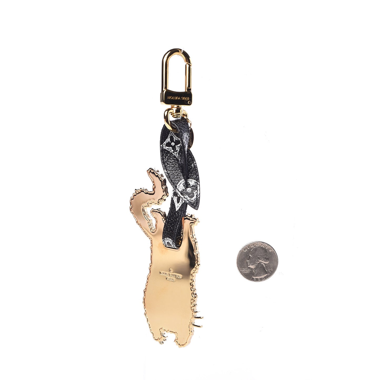 Catogram Flying Cat Bag Charm Key Holder Gold Black