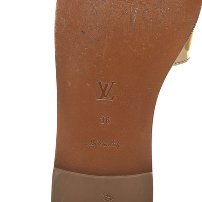 Louis Vuitton Metallic Calfskin Lock It Flat Mule 36 Gold 10 of 12