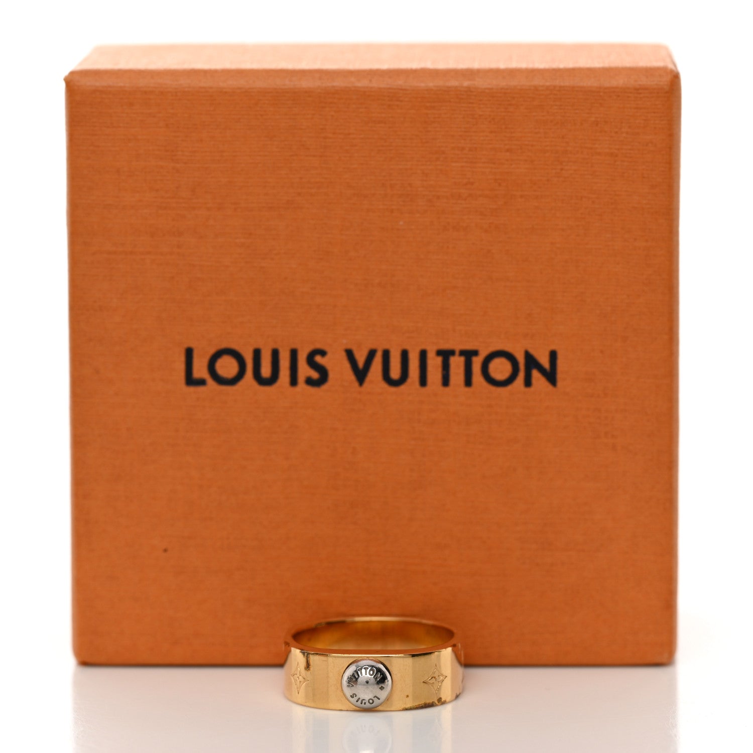 Louis Vuitton Brass Monogram Engraved Nanogram Ring M 52/6 Gold 6 of 6