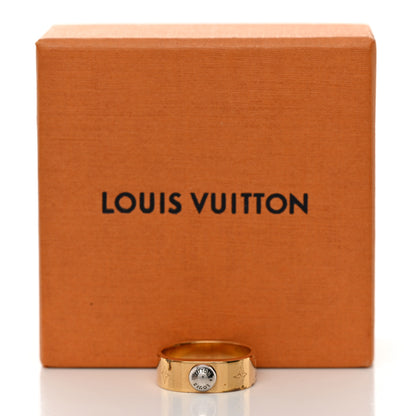 Louis Vuitton Brass Monogram Engraved Nanogram Ring M 52/6 Gold 6 of 6