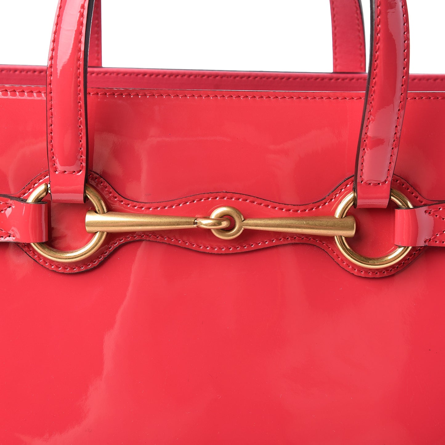 Patent Medium Bright Bit Top Handle Tote Shocking Pink