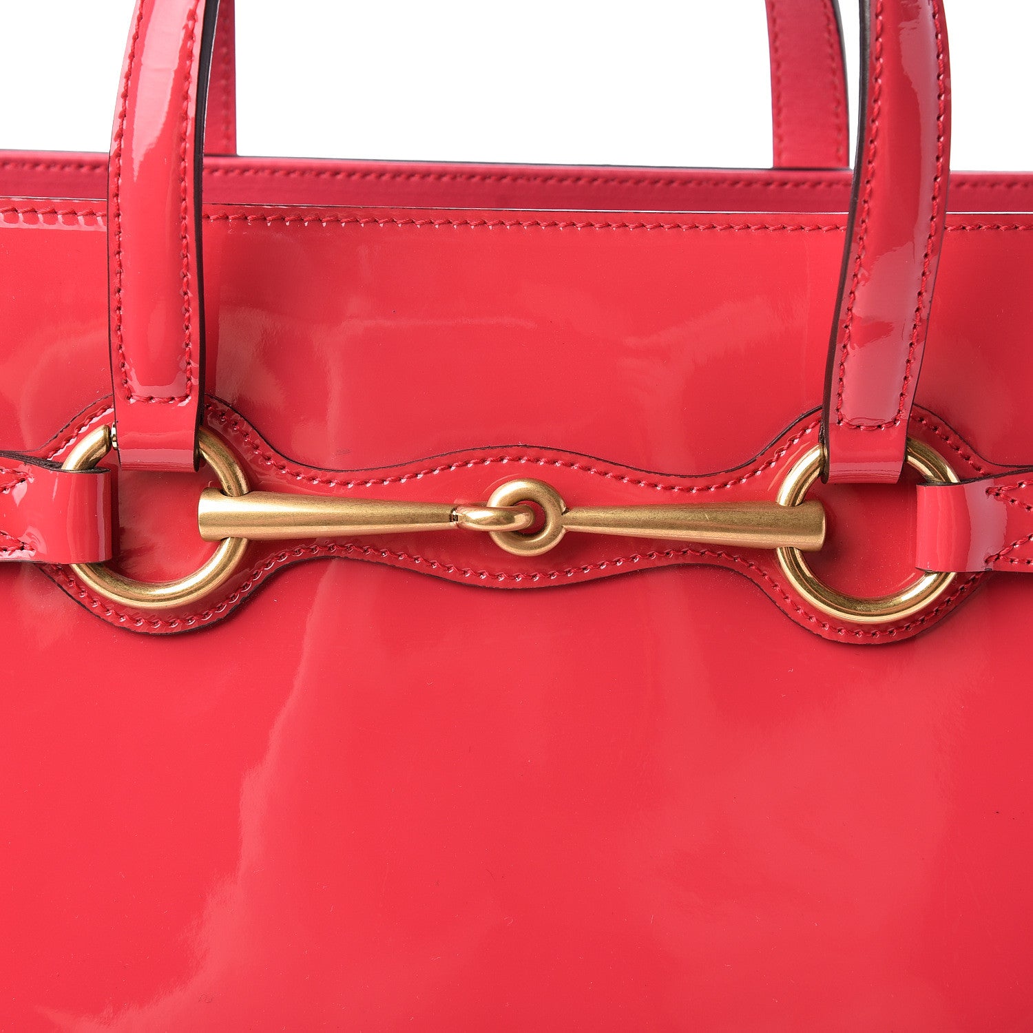 Gucci Patent Medium Bright Bit Top Handle Tote Shocking Pink 8 of 12