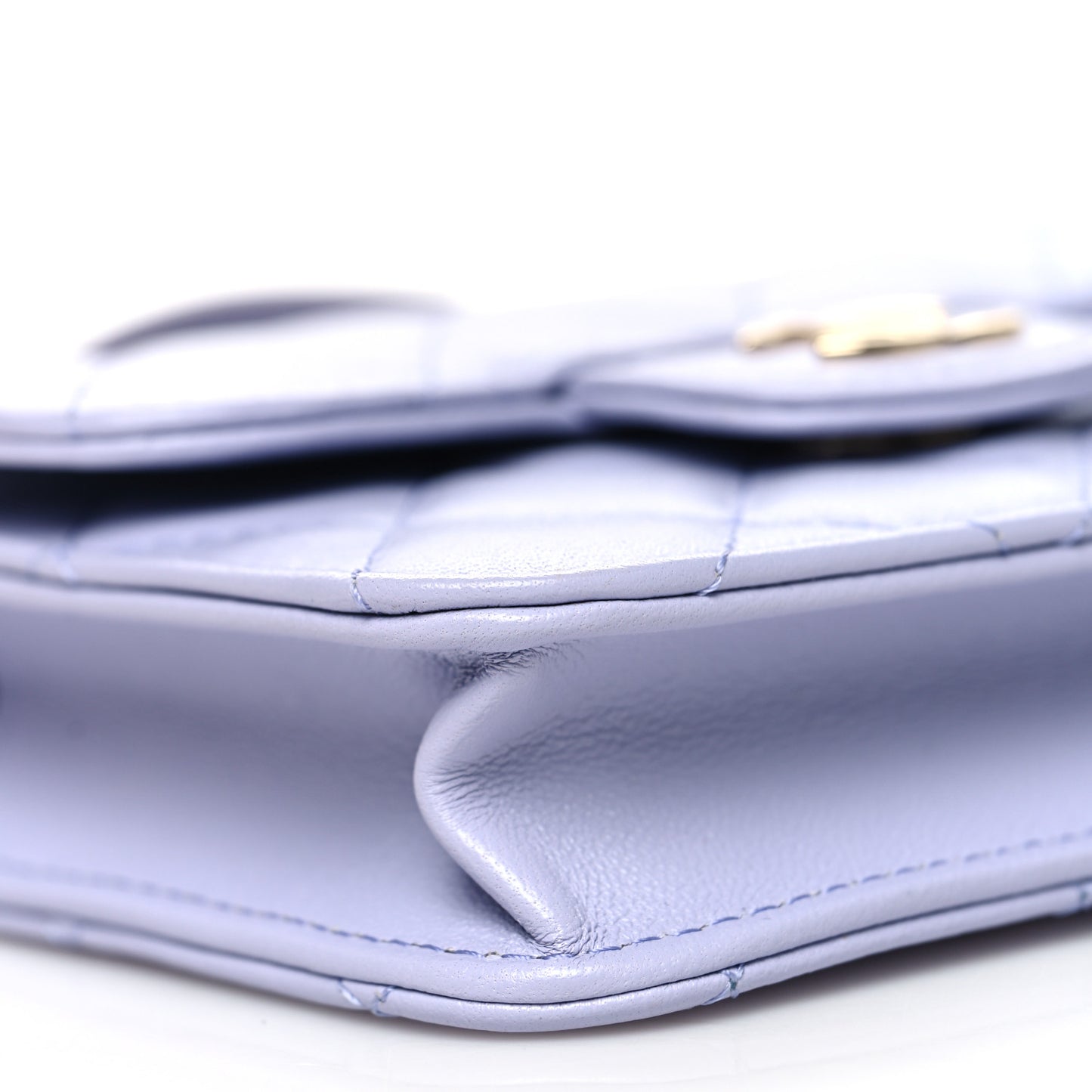 Lambskin Quilted Top Handle Flap Coin Purse With Chain Light Purple