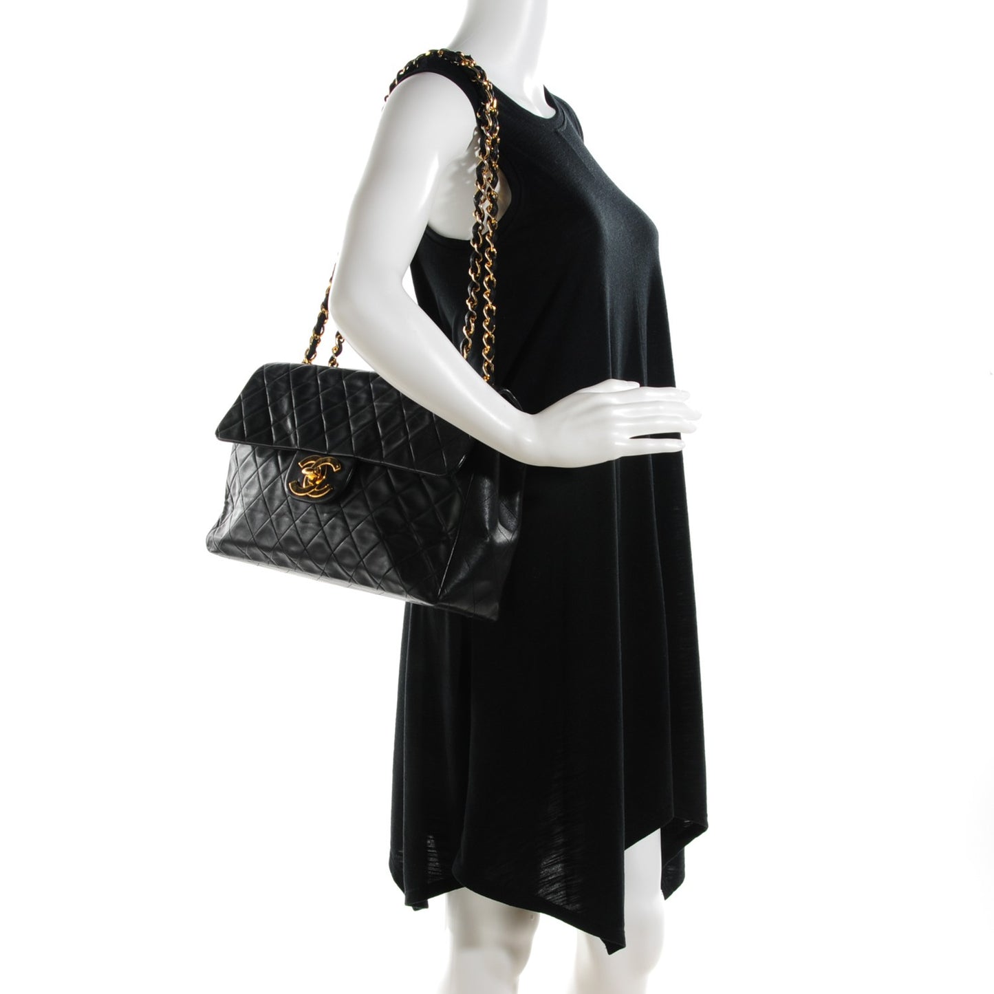 Lambskin Quilted XL Jumbo Single Flap Black