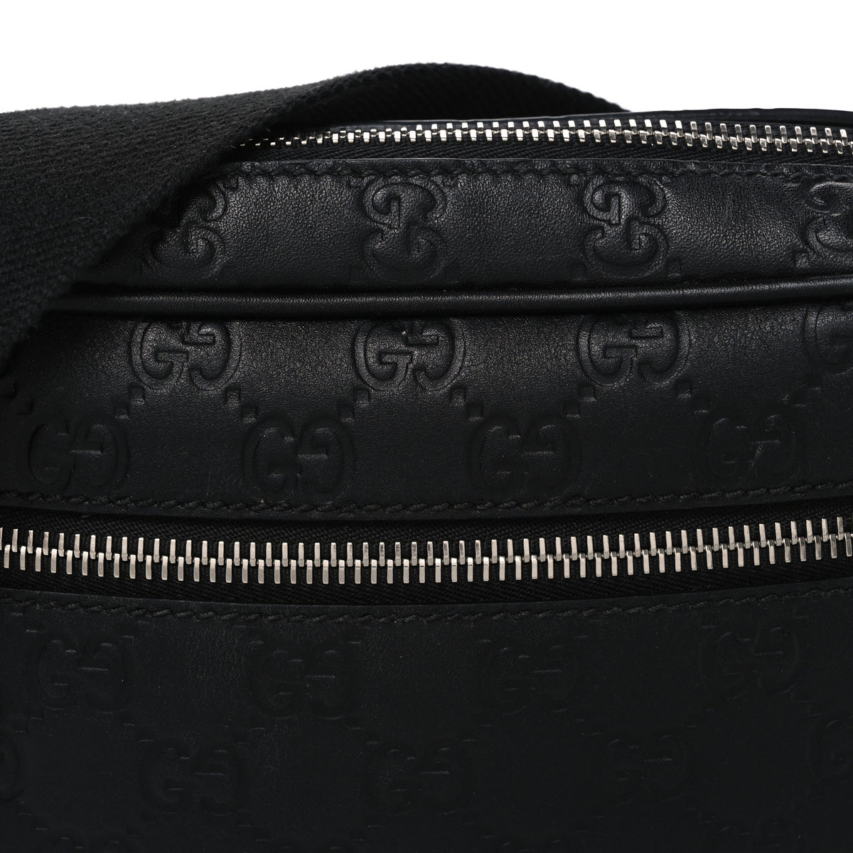 GG Calfskin Embossed Emblem Small Crossbody Bag Black
