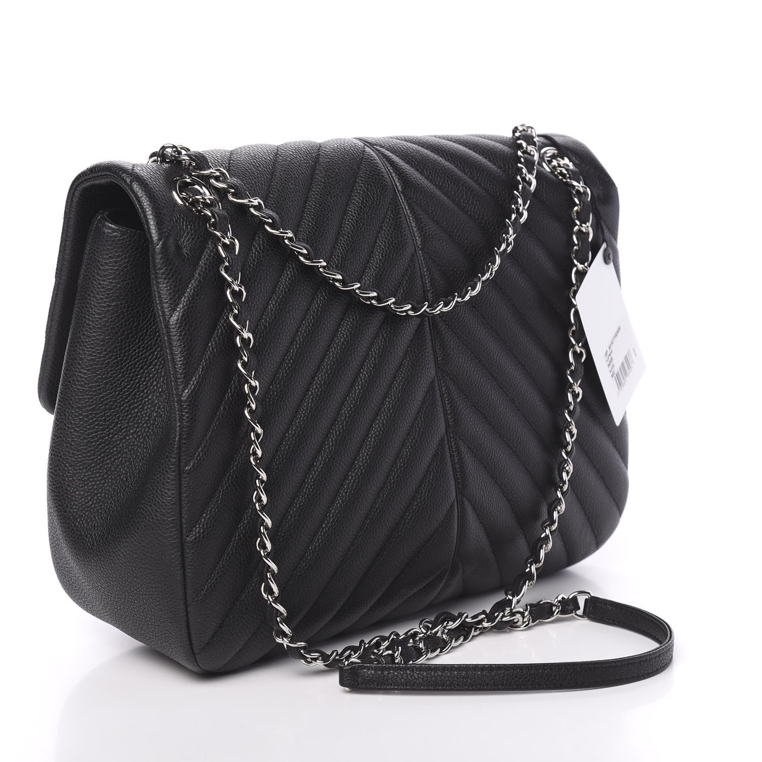 Chanel Caviar Chevron Quilted Large Puffy CC Flap Black 3 of 11