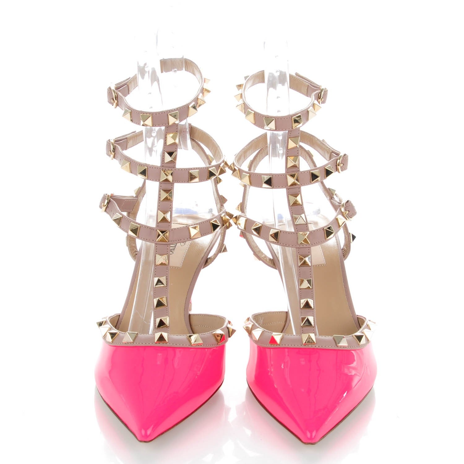 Valentino Garavani Patent Rockstud Ankle Strap 65mm Pumps 39.5 Fuxia Fluo Poudre 2 of 8
