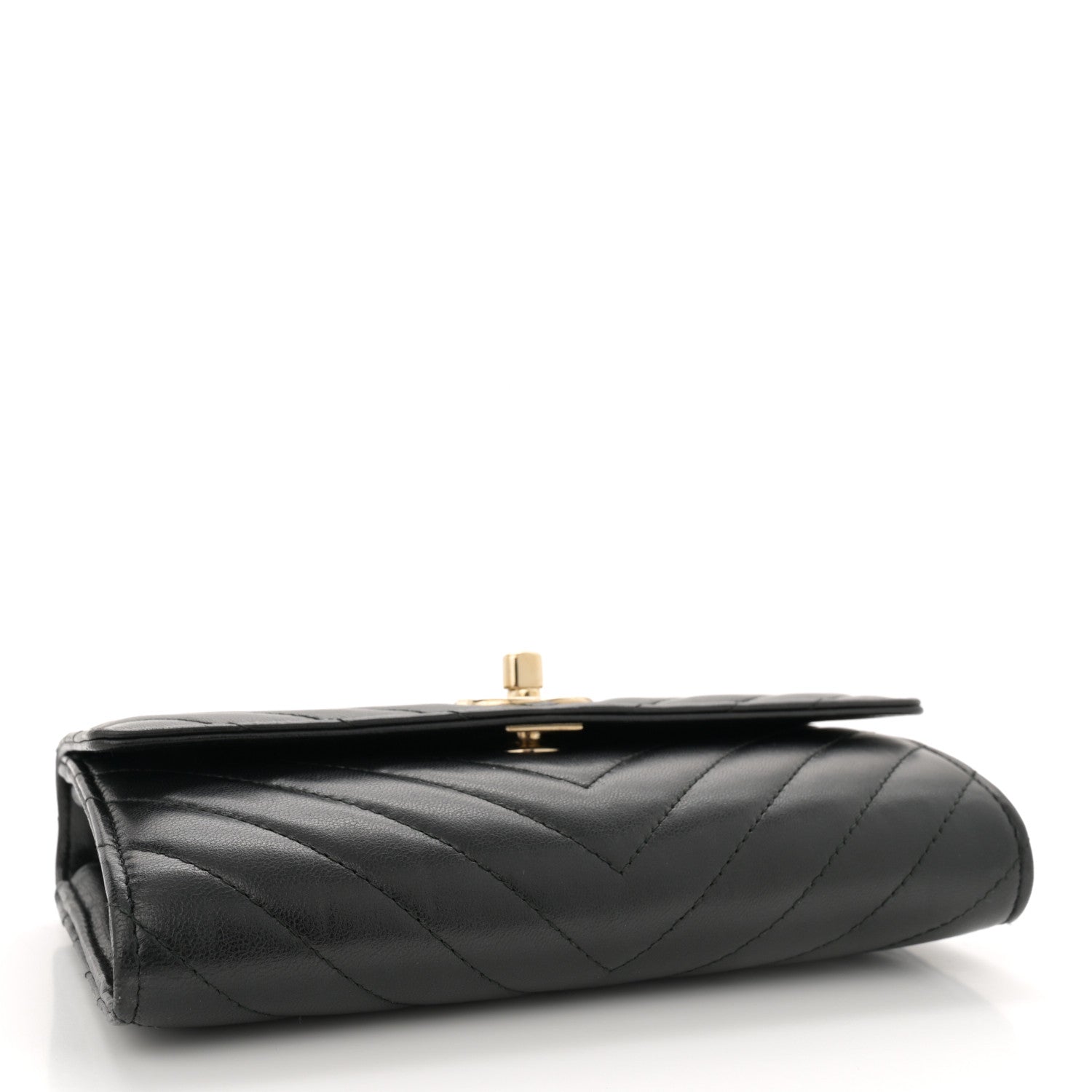 Chanel Lambskin Chevron Quilted Trendy CC Wallet On Chain WOC Black 4 of 14