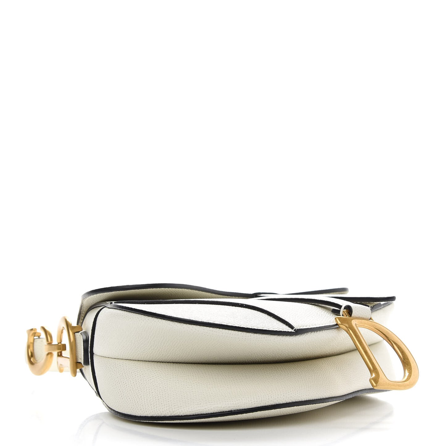 Grained Calfskin Saddle Bag White