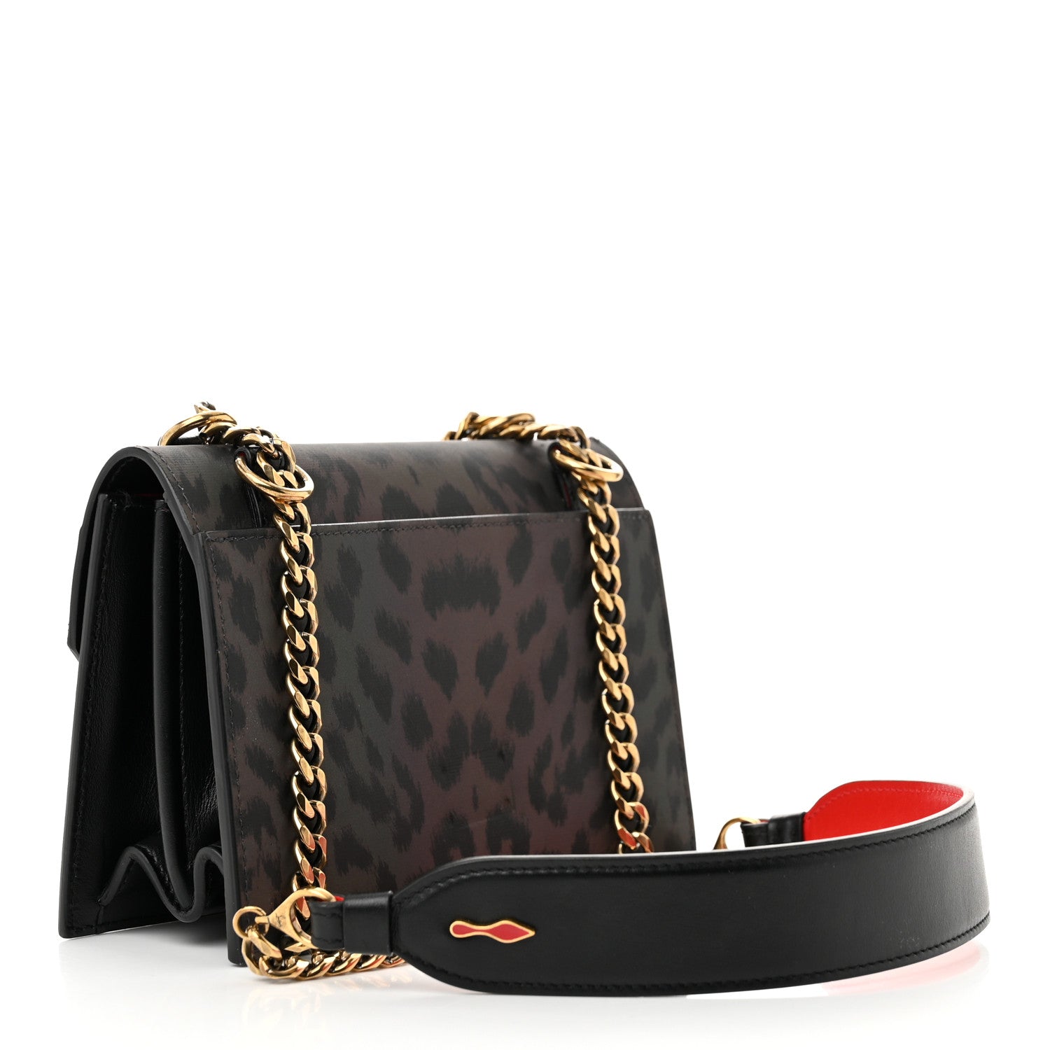 Christian Louboutin Nylon Reflex Calfskin Leopard Elisa Baguette Multicolor Black 3 of 10