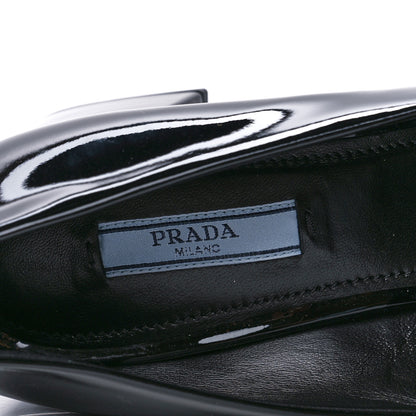Prada Vernice Metal Triangle Logo 45mm Loafer Pumps 39.5 Black 7 of 7