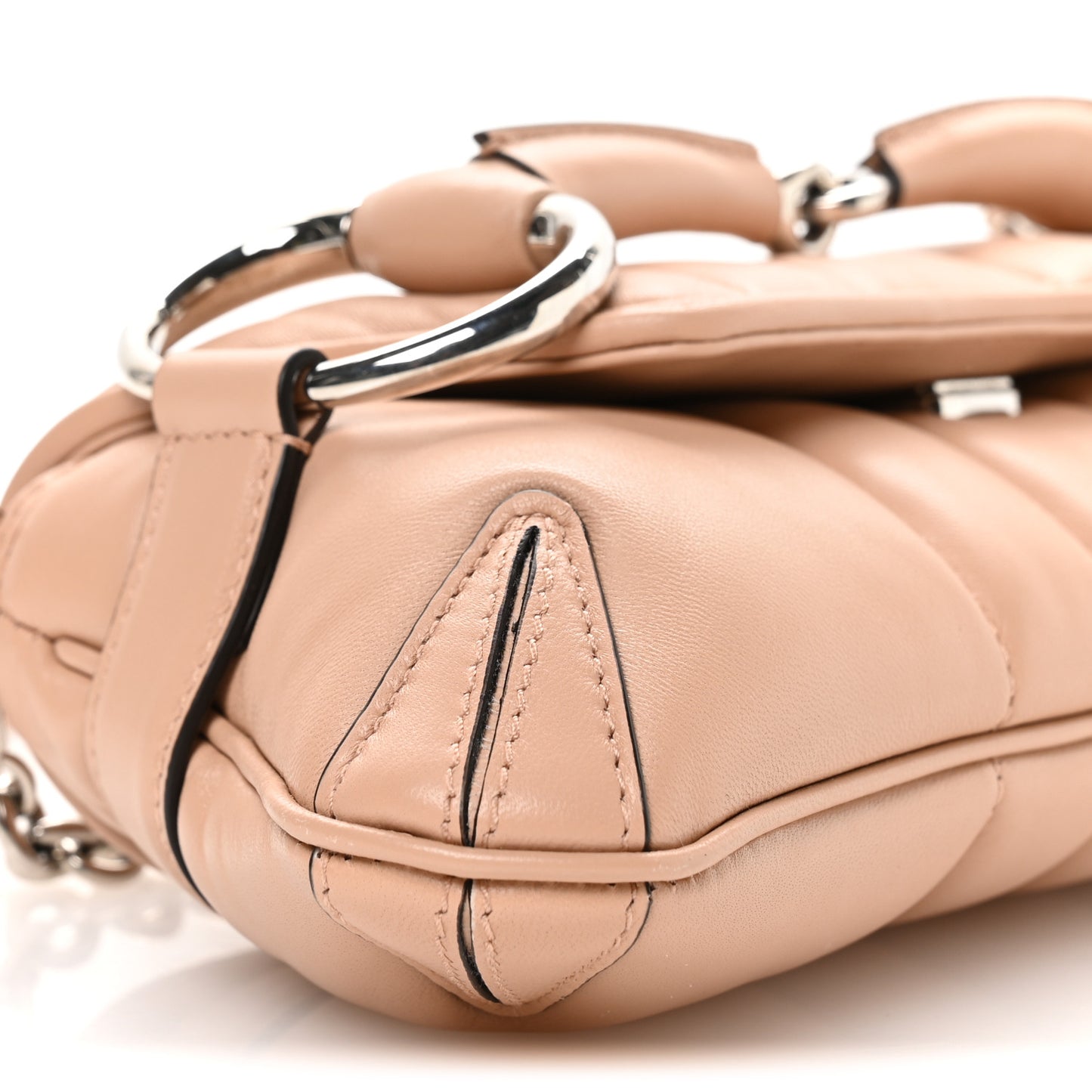 Nappa Vertical Matelasse Small Maxi Horsebit Chain Shoulder Bag Beige