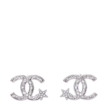 Chanel Crystal CC Starfall Earrings Silver 1 of 5