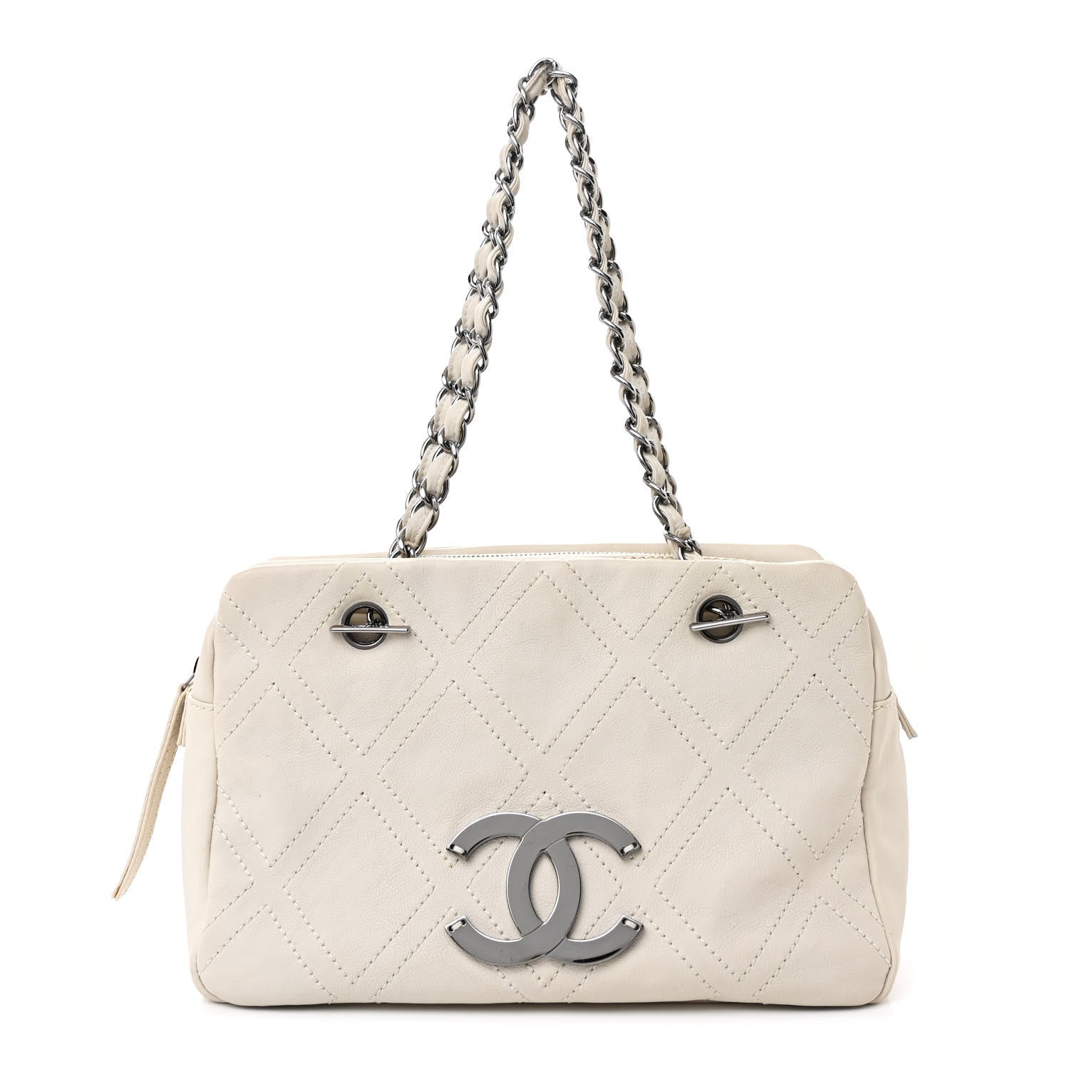 Chanel Calfskin Small Diamond Stitch Tote White 1 of 12