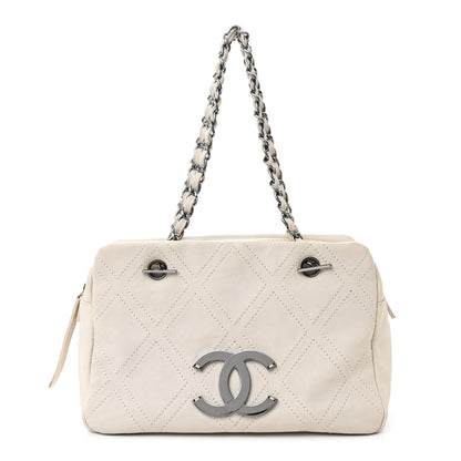 Chanel Calfskin Small Diamond Stitch Tote White 1 of 12