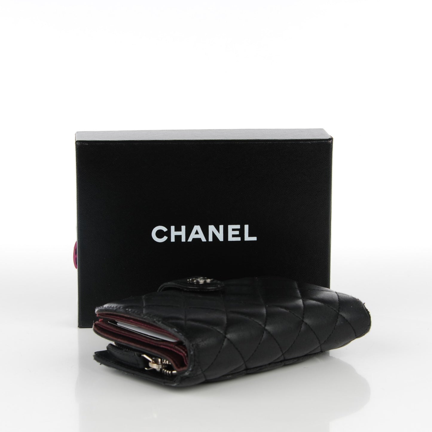 Lambskin Quilted L-Zip Pocket Wallet Black