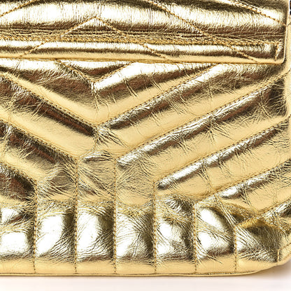 Saint Laurent Metallic Calfskin Y Quilted Small Loulou Monogram Chain Satchel Gold 8 of 16