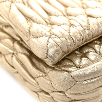 Miu Miu Metallic Nappa Matelasse Crystal Flap Clutch Gold 12 of 15