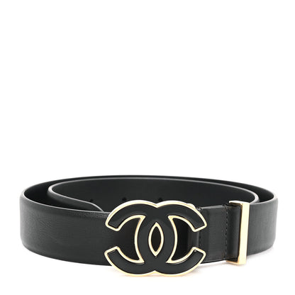 Chanel Calfskin Metal Enamel CC Belt 75 30 Black Golden 1 of 5