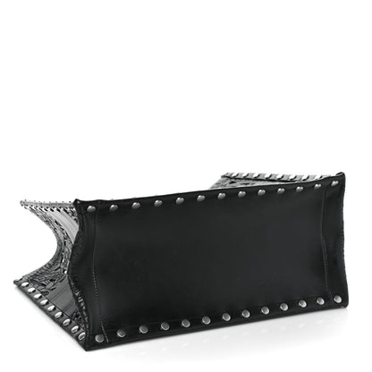 Christian Dior Calfskin Laser Cut Studded Medium Book Tote Black 3 of 10