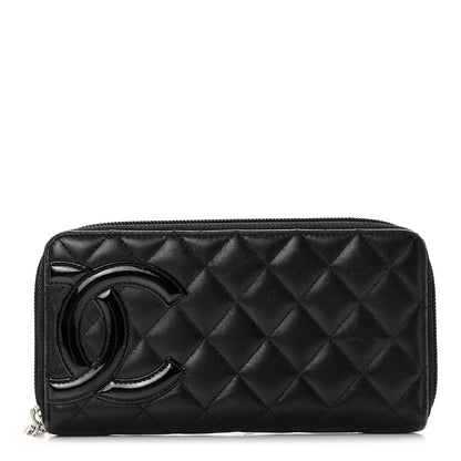 Chanel Calfskin Quilted Cambon Large Gusset Zip Around Wallet Black 1 of 8