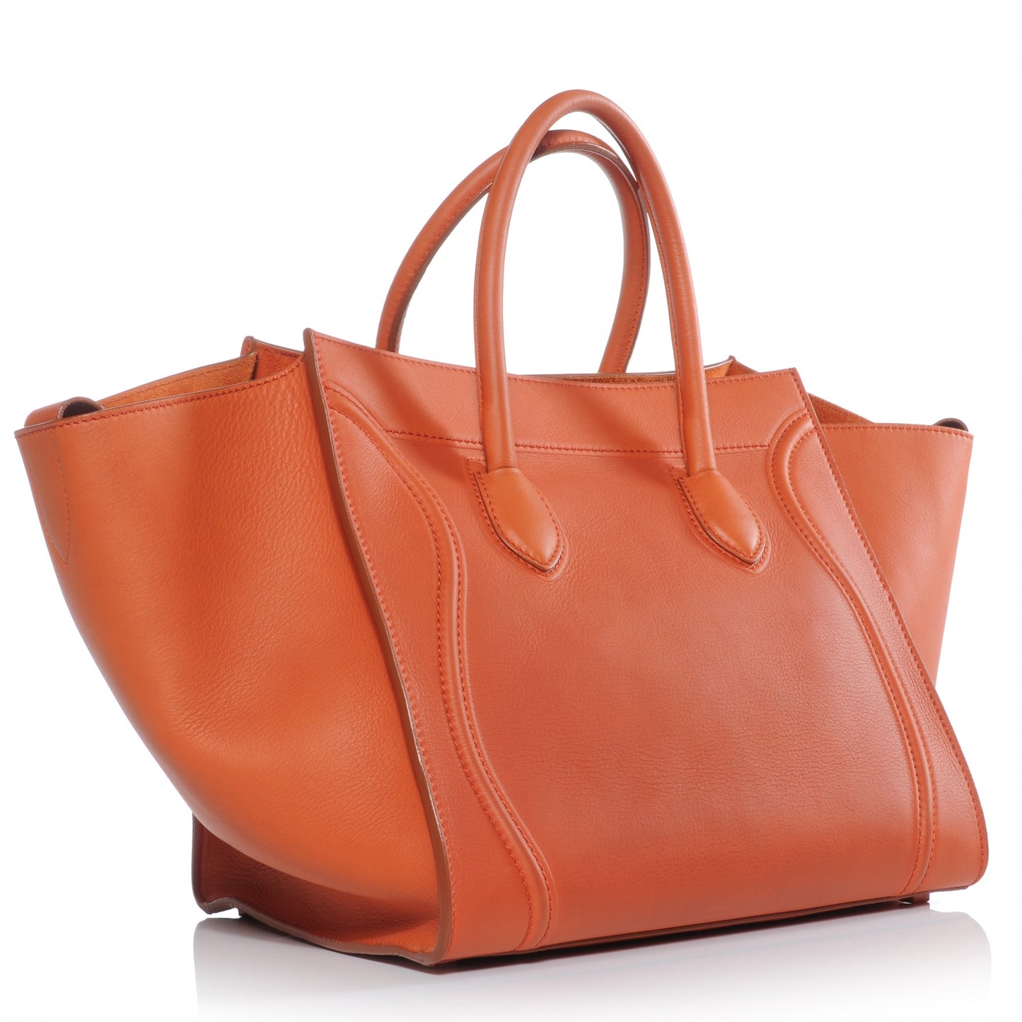 Smooth Calfskin Medium Phantom Luggage Bag Orange