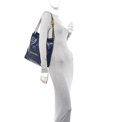 Chanel Shiny Calfskin Quilted Small Chanel 22 Navy 2 of 11