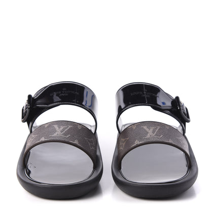 Louis Vuitton Monogram Sunbath Flat Mule Sandals 38 Black 4 of 10