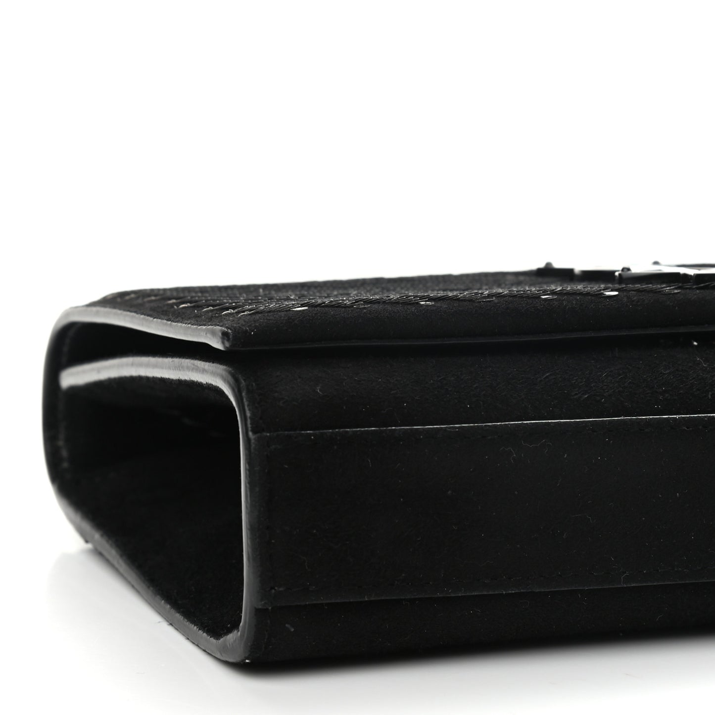 Suede Sequin Small Classic Monogram Kate Satchel Black