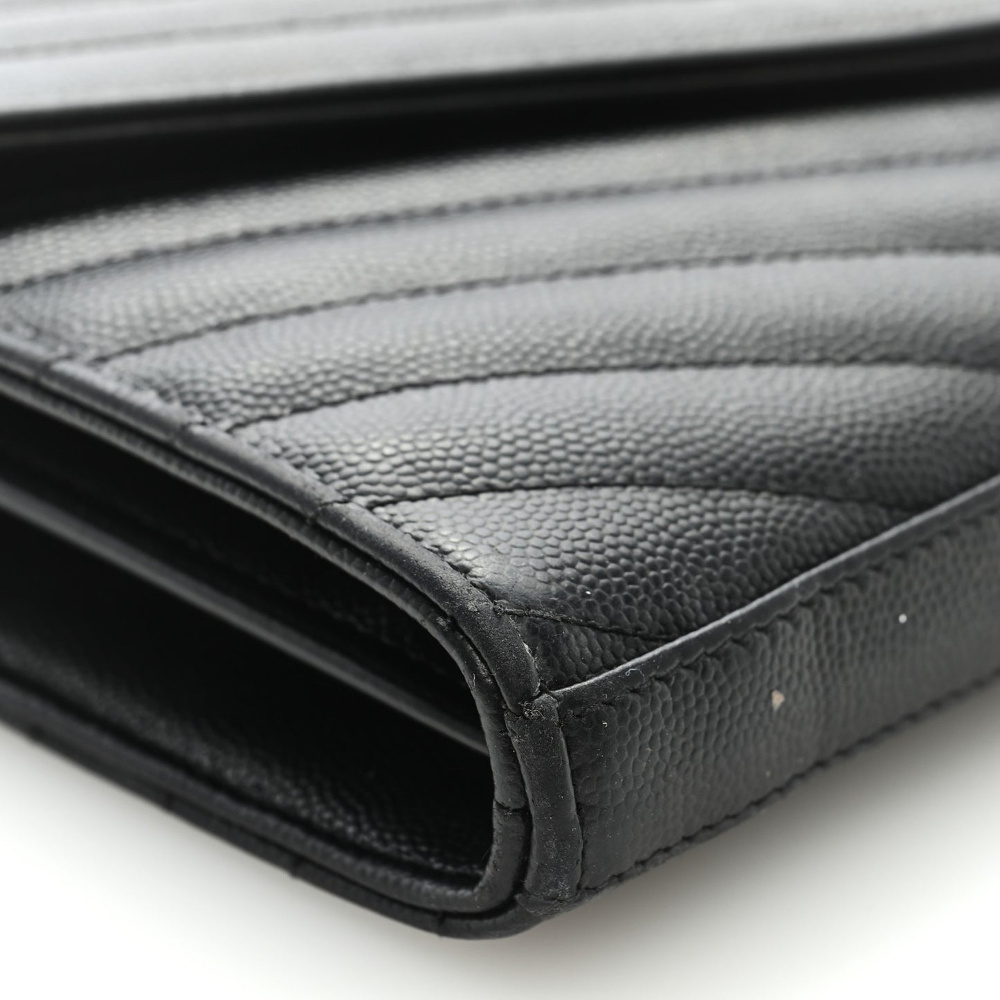 Grain De Poudre Matelasse Chevron Monogram Chain Wallet Black