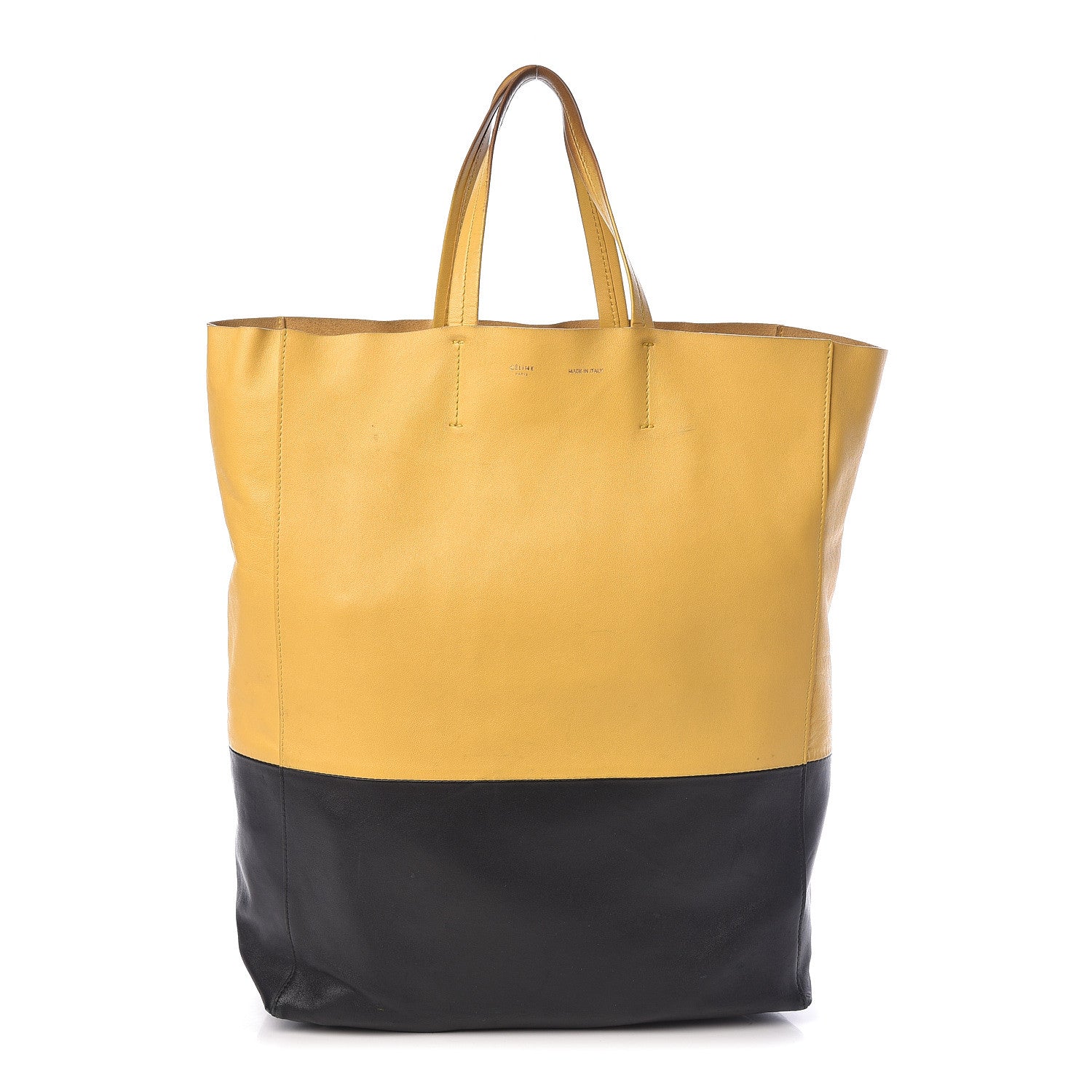 Celine Lambskin Vertical Bi-Cabas Yellow Black 1 of 11