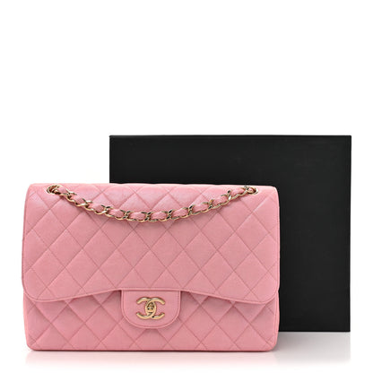 Chanel Iridescent Caviar Quilted Jumbo Double Flap Rose Pink 16 of 16