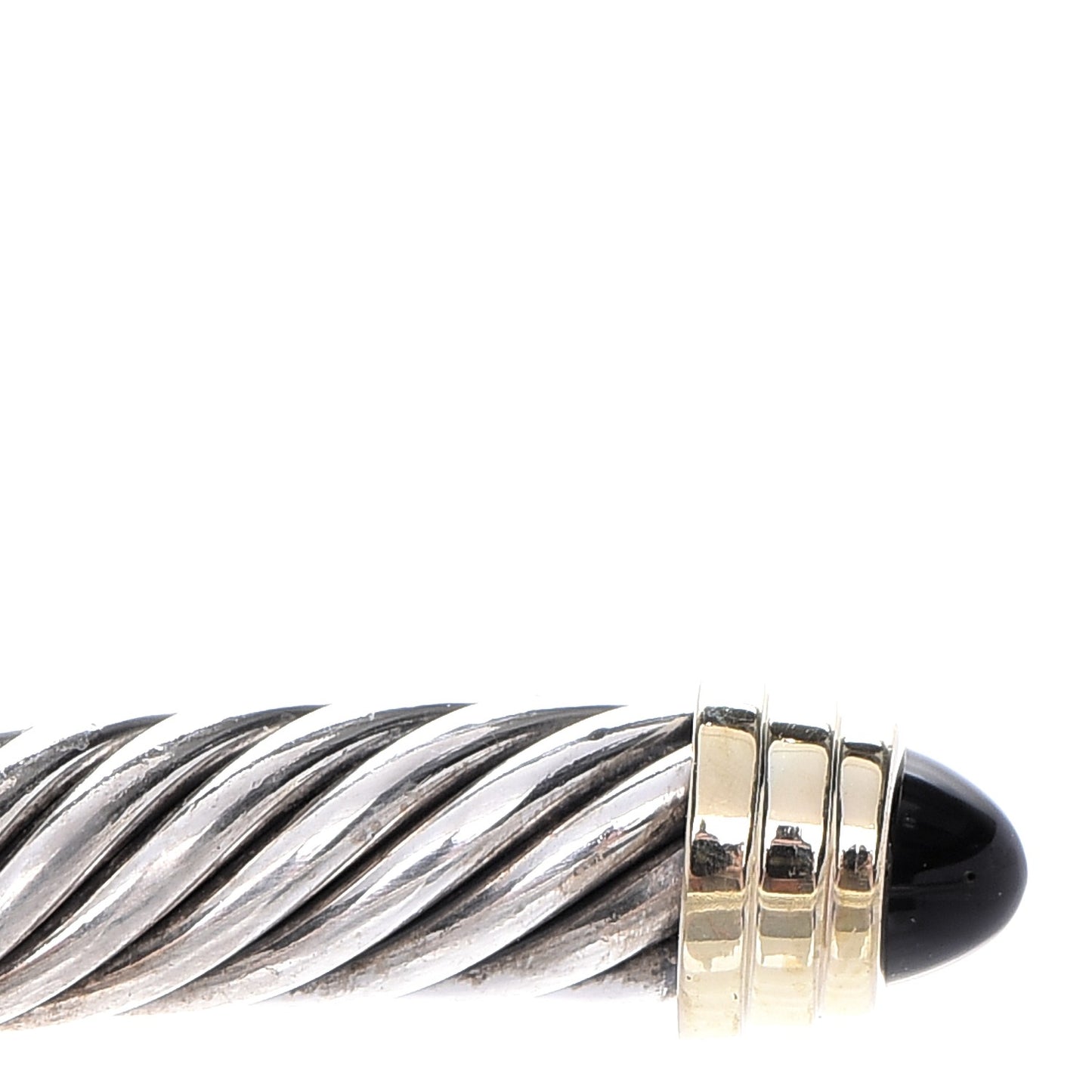 Sterling Silver 14K Yellow Gold Black Onyx 5mm Cable Classics Petite Color Bracelet