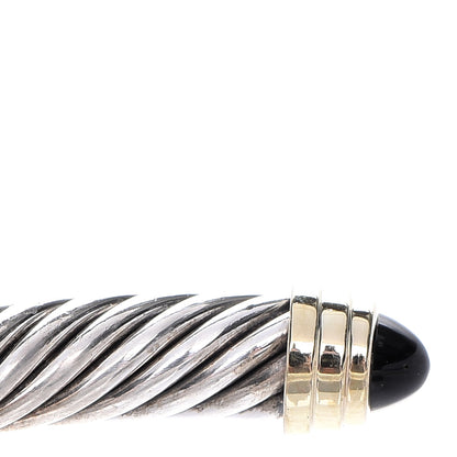 David Yurman Sterling Silver 14K Yellow Gold Black Onyx 5mm Cable Classics Petite Color Bracelet 5 of 5