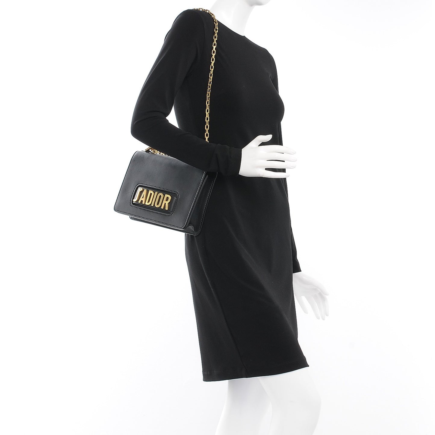 Calfskin J'Adior Chain Flap Bag Black