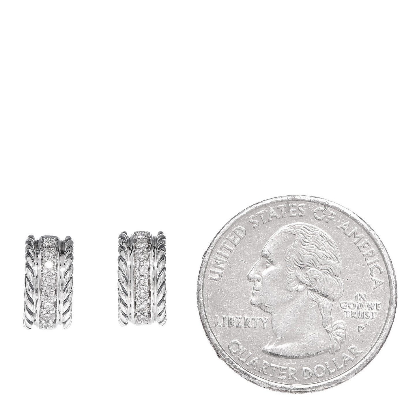 Sterling Silver Diamond 12mm Cable Hoop Earrings