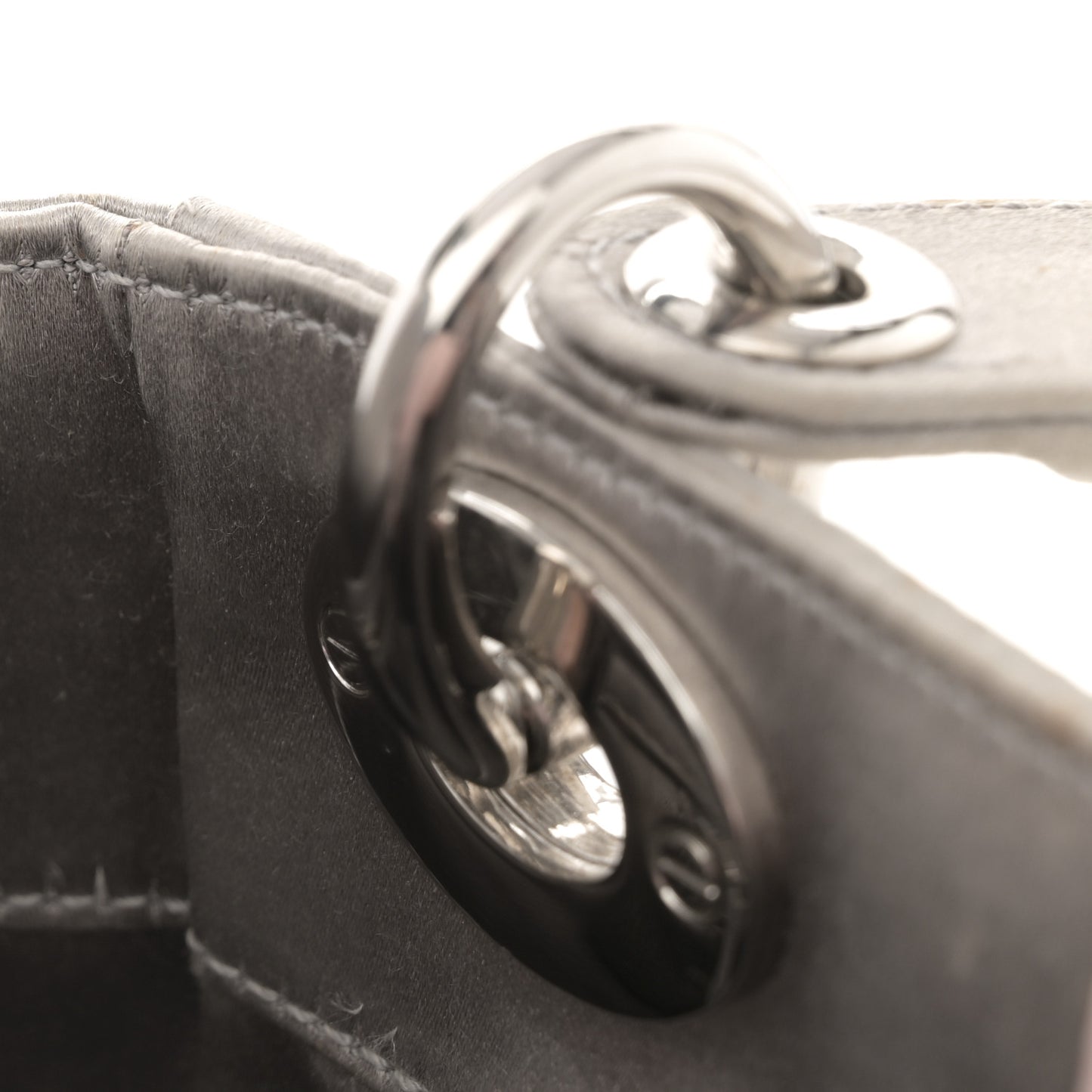 Satin Crystal Cannage Mini Lady Dior Gray