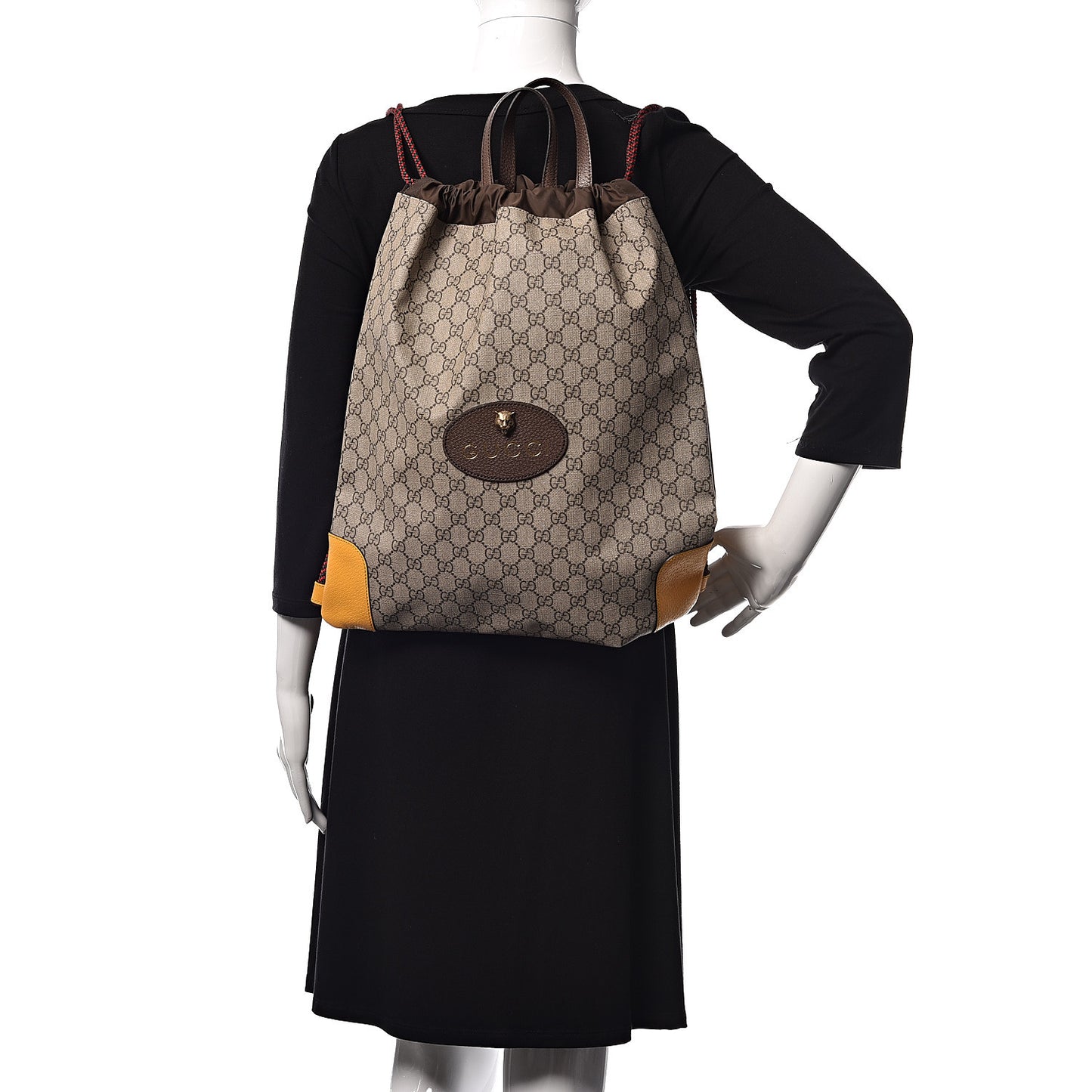 GG Supreme Monogram Neo Vintage Drawstring Backpack Beige New Acero Crop