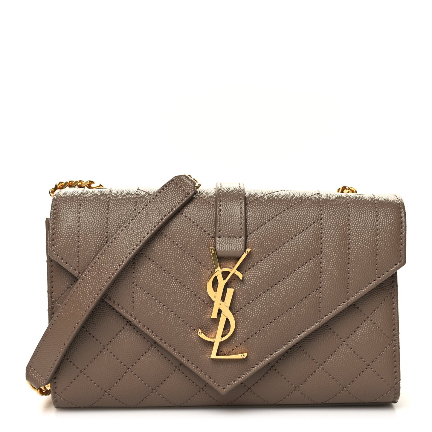 Grain De Poudre Textured Mixed Matelasse Triquilt Small Monogram Satchel Taupe