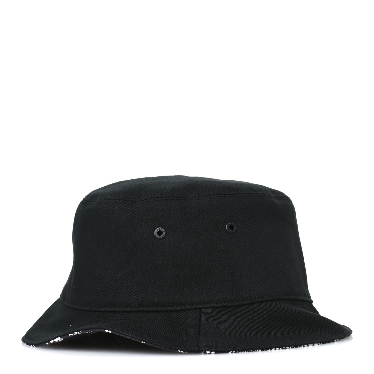 Cotton Damier Distorted Reversible Bucket Hat Black