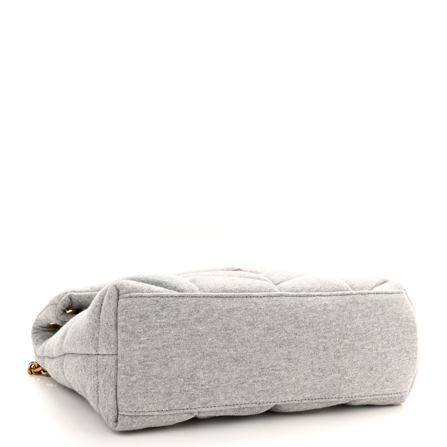 Saint Laurent Jersey Quilted Small Loulou Puffer Monogram Chain Satchel Grey Cloud 4 of 11