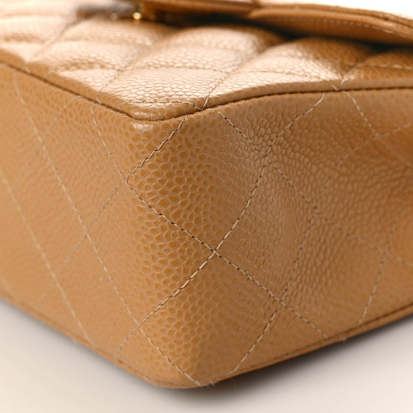 Caviar Quilted Mini Square Flap Beige