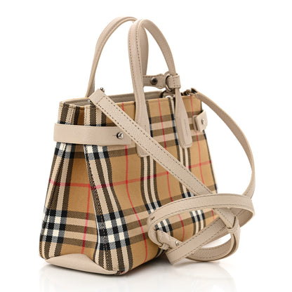 Burberry Goatskin Vintage Check Small Banner Tote Limestone 3 of 13