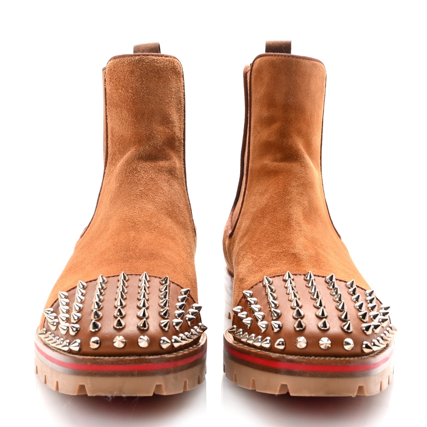Christian Louboutin Mens Suede Spikes Chelsea Boots 43 Brown 3 of 8