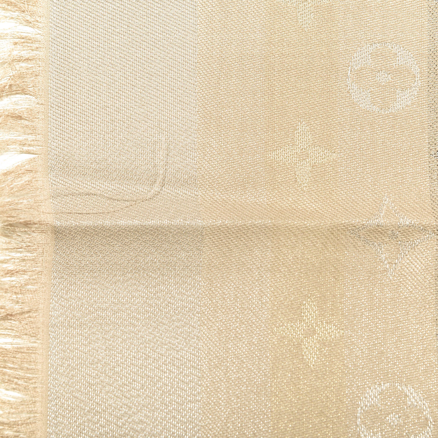 Louis Vuitton Silk Lurex Wool So Shine Monogram Shawl Beige 4 of 5