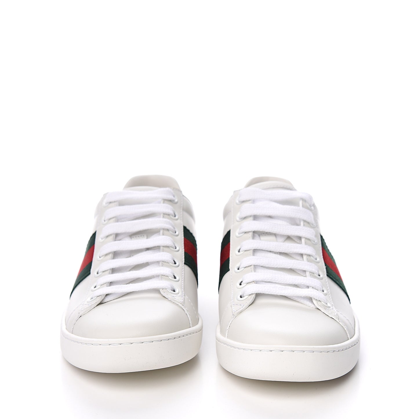 Calfskin Crocodile Web Womens Ace Sneakers 36 White Green