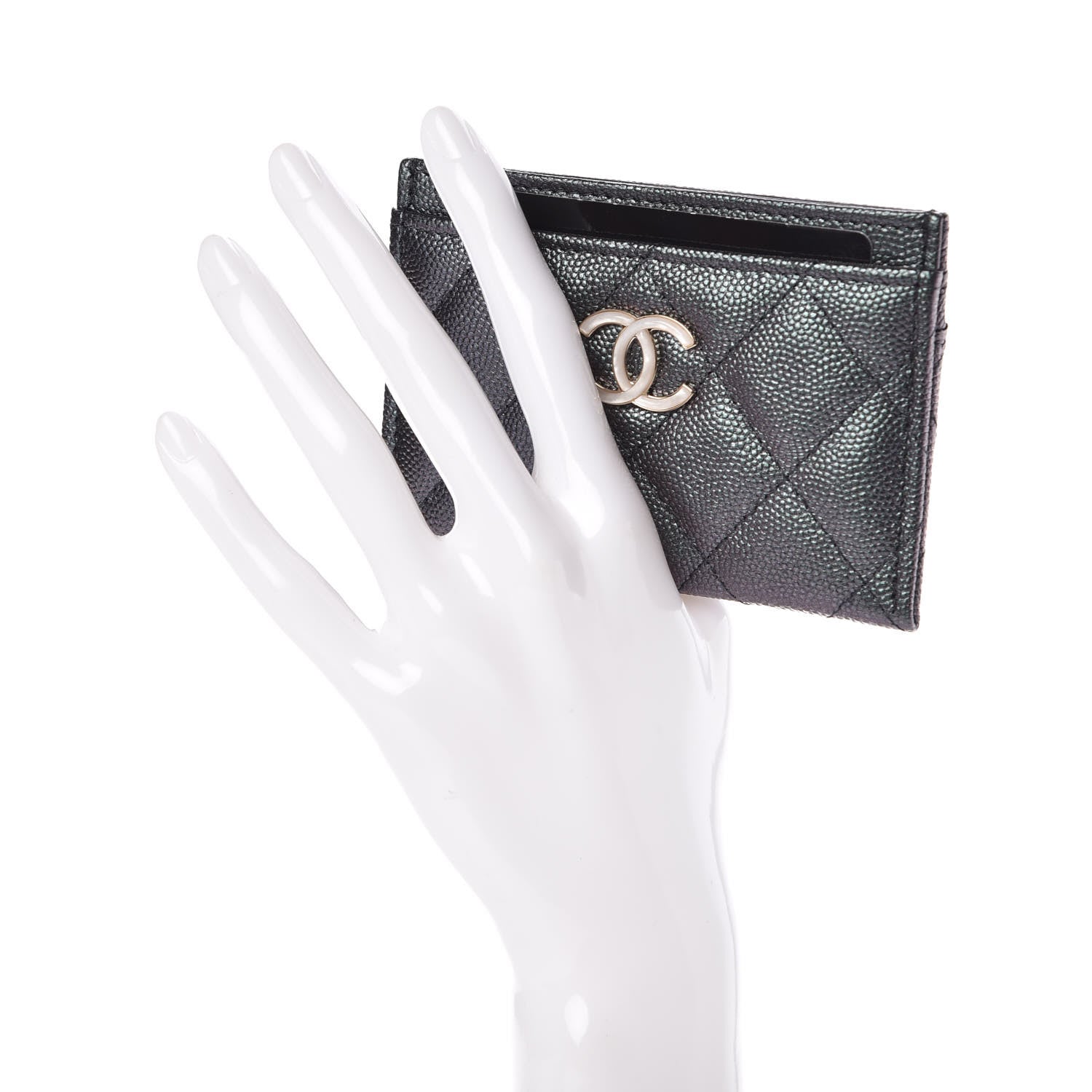 Chanel Iridescent Caviar Quilted Card Holder Black 2 of 9