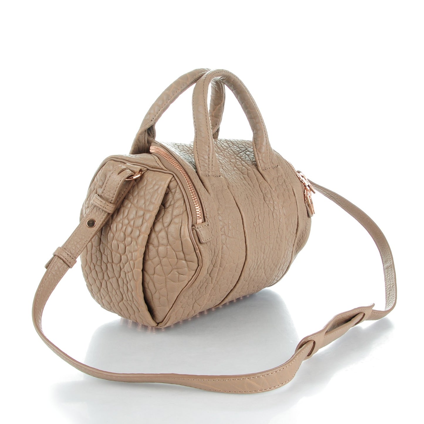 Pebbled Lambskin Rockie Latte Rose Gold Hardware